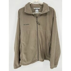 Columbia Men's Fleece Jacket Full Zip Beige Taupe Outdoor Gorpcore XL Minimalist